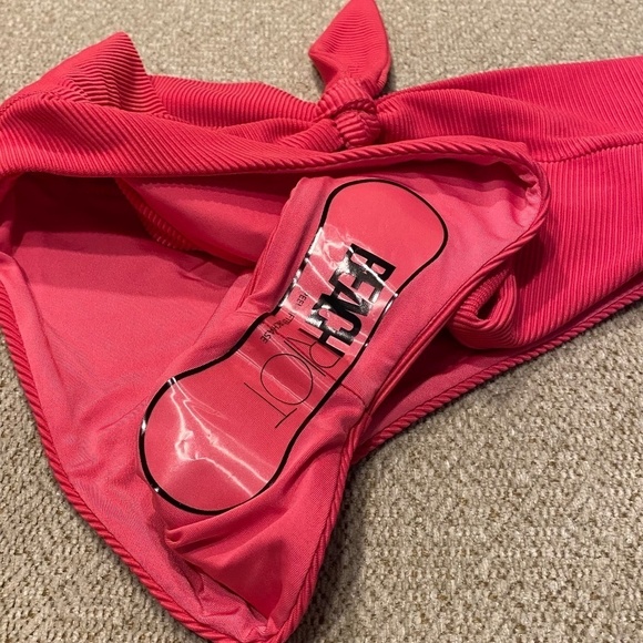 New! Beach Riot Emma cutout bow front bikini bottom pink rib 14387 - Picture 7 of 12